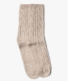 GEMO Chaussettes hautes en maille torsadée femme beige chine