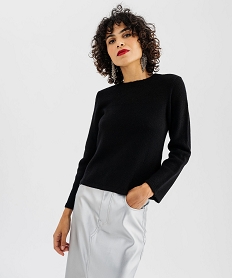 GEMO Pull en maille fine à col rond femme Noir