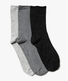 GEMO Chaussettes à paillettes femme (lot de 3) Gris