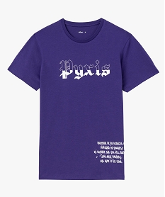 GEMO Tee-shirt manches courtes en coton imprimé homme Violet