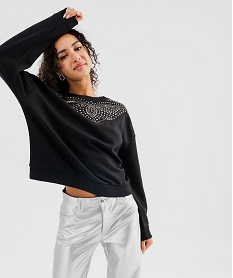 GEMO Sweat avec studs sur le buste femme Noir