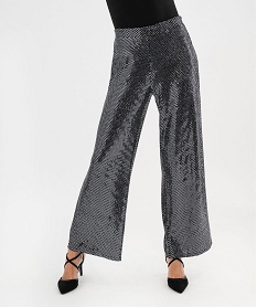 GEMO Pantalon large à paillettes femme Noir