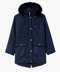 GEMO Parka matelassée avec capuche bordée de fourrure imitation femme grande taille Bleu