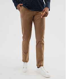 GEMO Pantalon chino slim en coton stretch homme marron standard