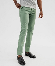 GEMO Pantalon chino coupe Slim en coton homme Vert