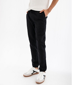 GEMO Pantalon en coton et lin à coupe jogger homme noir standard