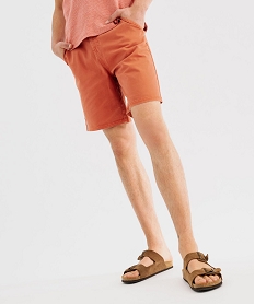 GEMO Bermuda chino en coton stretch à taille élastique homme orange vif