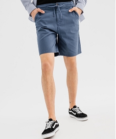 GEMO Bermuda chino en coton stretch à taille élastique homme bleu standard