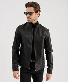 GEMO Blouson en cuir imitation avec fermeture zippée homme Noir