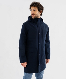 GEMO Parka à capuche avec dessus déperlant homme Bleu