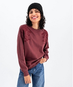 GEMO Sweat léger avec motifs brodés femme Rouge