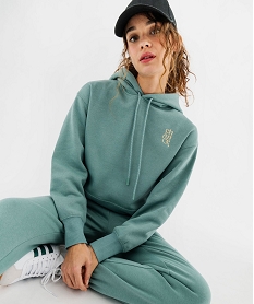 GEMO Sweat à capuche coupe courte femme vert standard