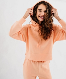 GEMO Sweat à capuche coupe courte femme orange standard