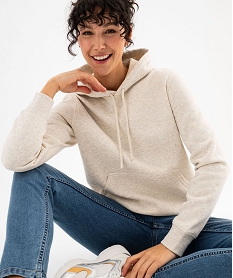 GEMO Sweat à capuche en molleton doux femme Beige