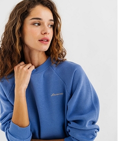 GEMO Sweat molletonné ample avec broderie scintillante femme bleu standard