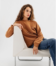 GEMO Sweat molletonné ample avec broderie scintillante femme marron vif