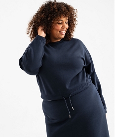 GEMO Sweat en maille douce et extensible à taille ajustable femme grande taille Bleu