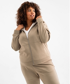 GEMO Sweat à capuche zippé femme grande taille Brun