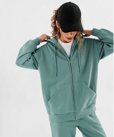 GEMO Sweat zippé à capuche oversize avec intérieur molletonné femme vert standard