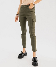 GEMO Jean cargo slim en coton stretch femme Vert