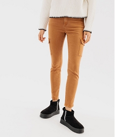 GEMO Jean cargo slim en coton stretch femme Orange