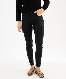 GEMO Jean cargo slim en coton stretch femme noir standard