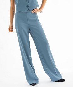 GEMO Pantalon de tailleur fluide avec pli marqué femme bleu standard