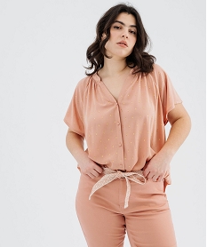 GEMO Blouse à manches courtes à motifs pailletés femme grande taille rose standard