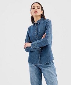 GEMO Chemise en denim fluide femme Bleu