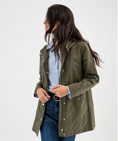 GEMO Parka à capuche avec boutons métalliques femme Vert