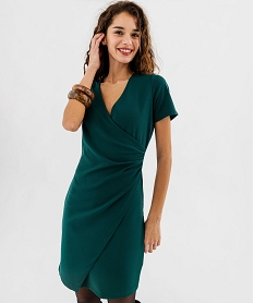 GEMO Robe à manches courtes effet drapé femme Vert