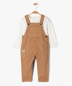 GEMO Ensemble 2 pièces salopette + tee-shirt manches longues bébé garçon marron standard