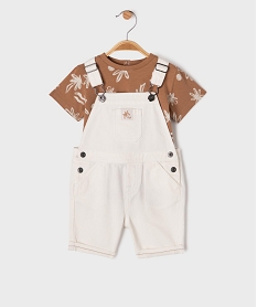 GEMO Ensemble 2 pièces bébé garçon salopette et tee-shirt Blanc