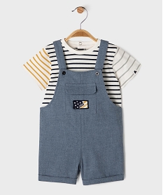 GEMO Ensemble 2 pièces tee-shirt et salopette courte bébé garçon - LuluCastagnette bleu standard