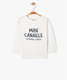 GEMO Tee-shirt manches longues à message bébé garçon Blanc