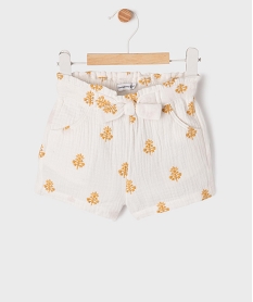 GEMO Short ample en double gaze de coton brodée bébé fille - LuluCastagnette Blanc