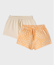 GEMO Short ample en jersey de coton bébé fille (lot de 2) Blanc