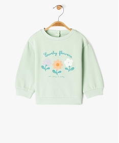 GEMO Sweat molletonné bébé fille avec motifs et message vert standard