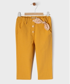 GEMO Pantalon en coton bébé fille avec détails fleuris - LuluCastagnette Jaune