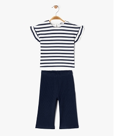 GEMO Ensemble 2 pièces pantalon et tee-shirt manches courtes bébé fille Bleu