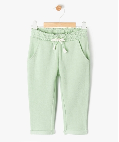 GEMO Pantalon en maille avec taille élastique et revers bébé fille vert standard