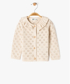 GEMO Gilet en maille ajourée avec col à volant bébé fille Beige