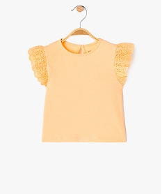 GEMO Tee-shirt manches courtes volantées en broderie bébé fille Orange