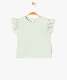 GEMO Tee-shirt manches courtes volantées en broderie bébé fille Vert