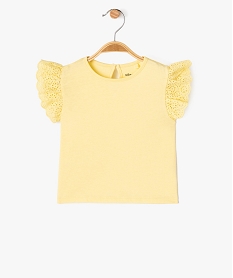 GEMO Tee-shirt manches courtes volantées en broderie bébé fille jaune standard