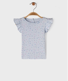 GEMO Tee-shirt manches courtes en maille fantaisie avec volants bébé fille bleu standard