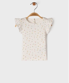 GEMO Tee-shirt manches courtes en maille fantaisie avec volants bébé fille blanc chine