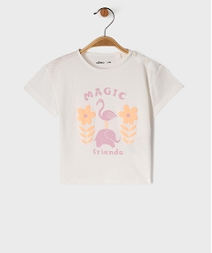 GEMO Tee-shirt manches courtes en coton imprimé fantaisie bébé fille argente