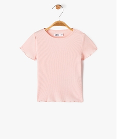 GEMO Tee-shirt à manches courtes en maille côtelée bébé fille rose bonbon