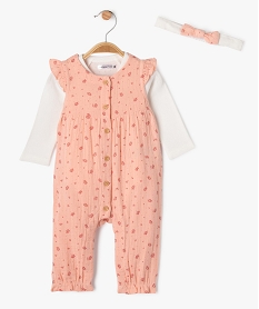 GEMO Ensemble 3 pièces salopette et body bébé fille - LuluCastagnette Rose